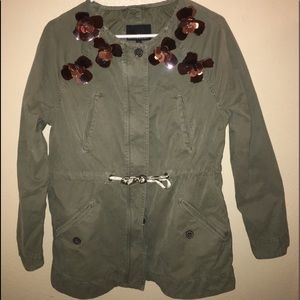 Banana republic green jacket with flowers